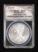 2015-W Burnished American 1oz Fine Silver Eagle, First Strike Certified (ANACS SP70) at PristineAuction.com