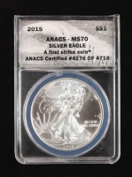 2015 American 1oz Fine Silver Eagle, First Strike Certified (ANACS MS70) at PristineAuction.com