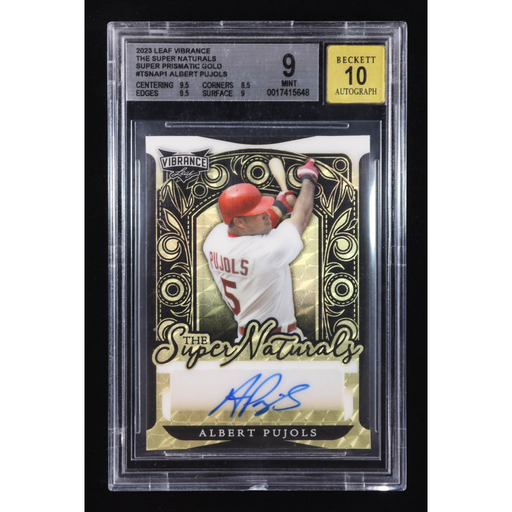 Albert Pujols 2023 Leaf Vibrance The Super Naturals Autograph Super Prismatic Gold #TSNAP1 #1/1 (BGS 9 | Auto 10) at PristineAuction.com