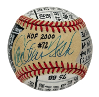 Carlton Fisk Signed OAL Baseball Hand-Painted by Dennis C. Purdy (JSA) at PristineAuction.com