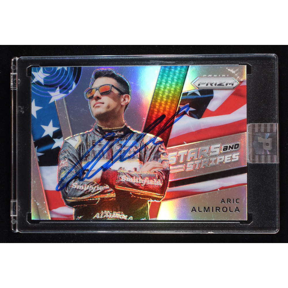 Aric Almirola Signed 2018 Panini Prizm Stars and Stripes Prizms #5 (PA) at PristineAuction.com