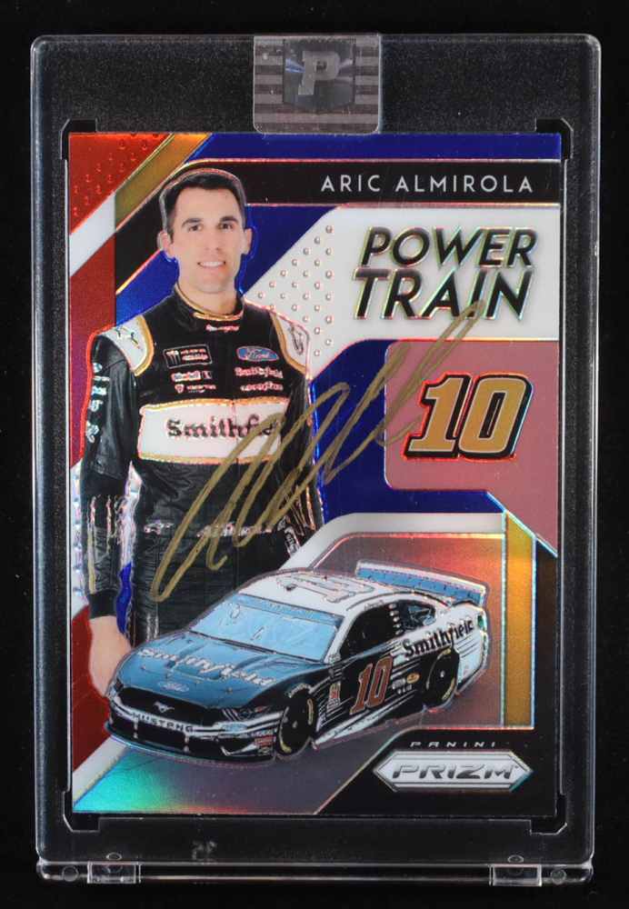 Aric Almirola Signed 2019 Panini Prizm Prizms Red White and Blue #87 PT (PA)