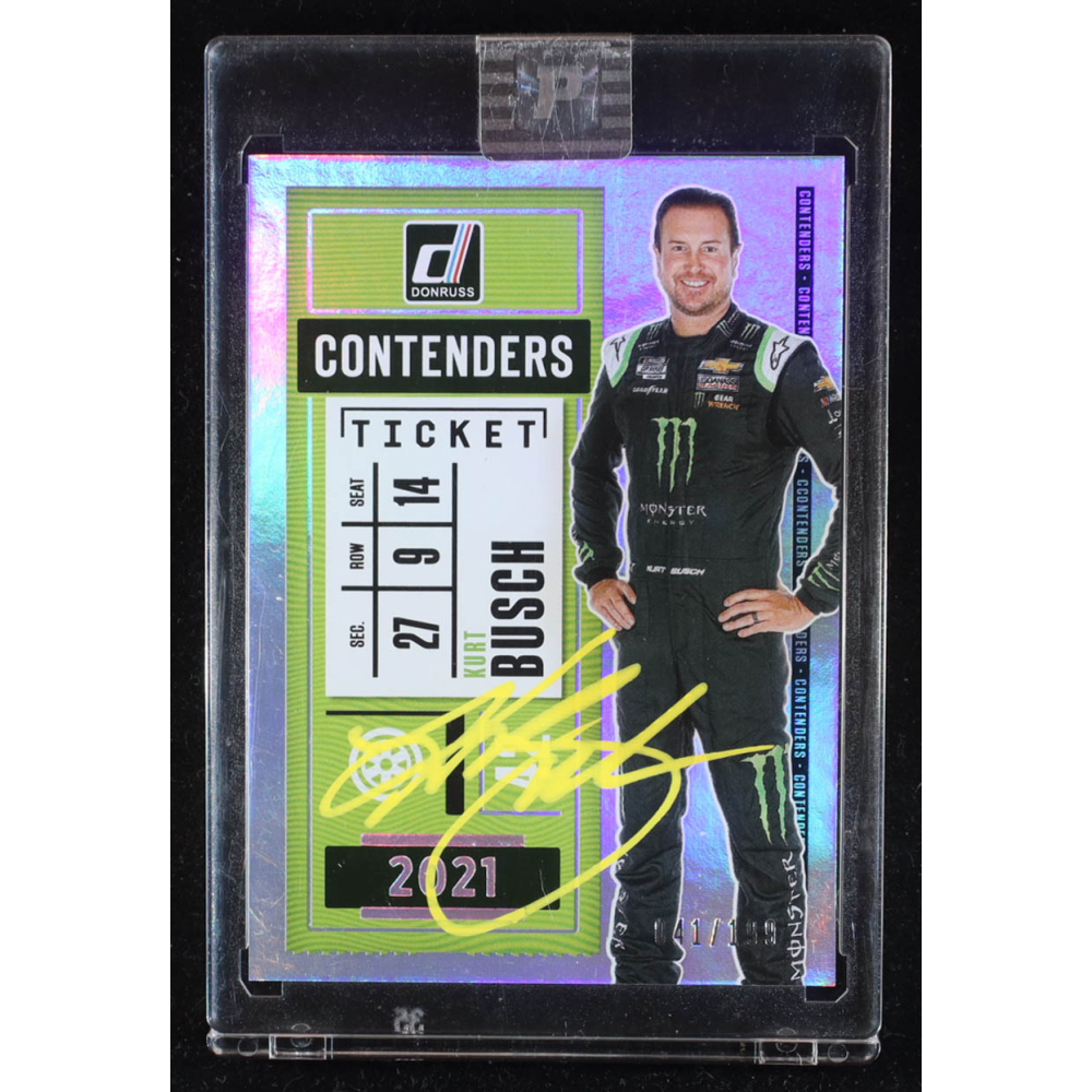 Kurt Busch Signed 2021 Panini Donruss #9 Contenders Holo Prizm #41/199 (PA) at PristineAuction.com