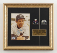 Yogi Berra Signed Yankees Custom Framed Photo Display with (2) World Series Pins (PSA) at PristineAuction.com