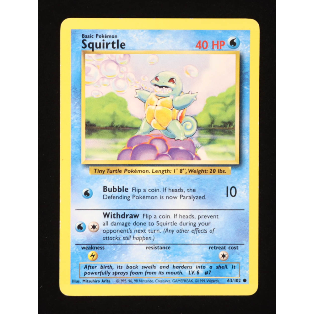 Squirtle C 1999 Pokemon Base Unlimited #63 at PristineAuction.com