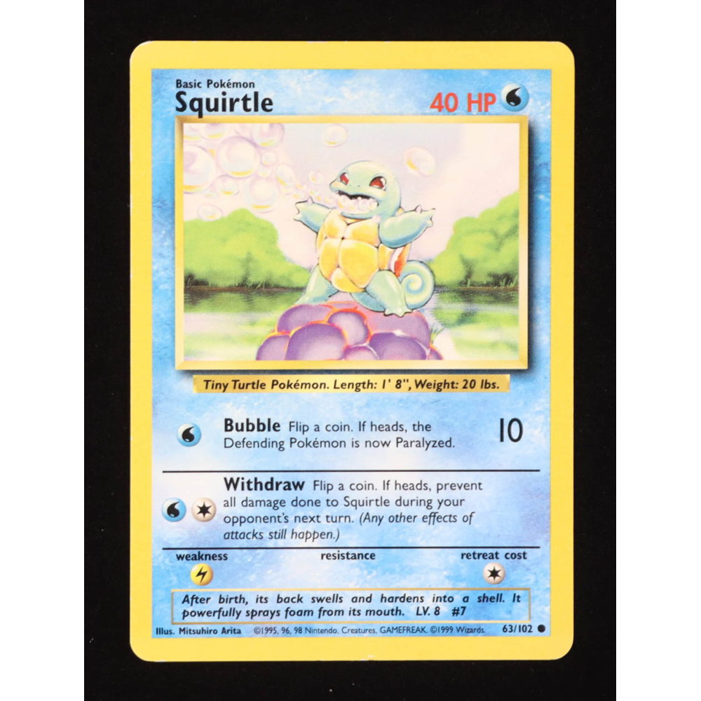 Squirtle C 1999 Pokemon Base Unlimited #63 at PristineAuction.com