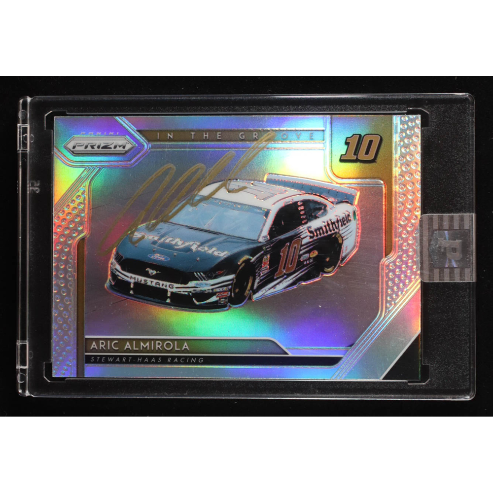 Aric Almirola Signed 2019 Panini Prizm In the Groove Prizms #13 (PA) at PristineAuction.com