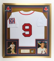 Ted Williams Signed Custom Framed Cut Display with Jersey & Williams Pin (PSA) at PristineAuction.com