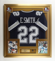 Emmitt Smith Signed Custom Framed Cut Display with Jersey & HOF Pin (PSA) at PristineAuction.com