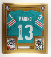 Dan Marino Signed Custom Framed Jersey Display with Stat Plaque & HOF Pin (JSA) at PristineAuction.com