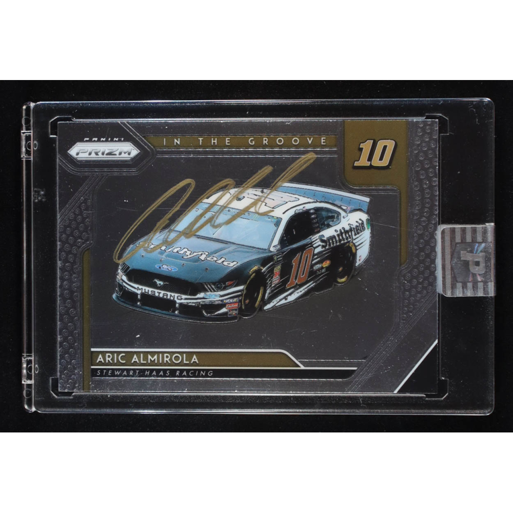 Aric Almirola Signed 2019 Panini Prizm In the Groove #13 (PA) at PristineAuction.com