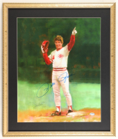 Pete Rose Signed Custom Framed Canvas Art Print (PSA) at PristineAuction.com