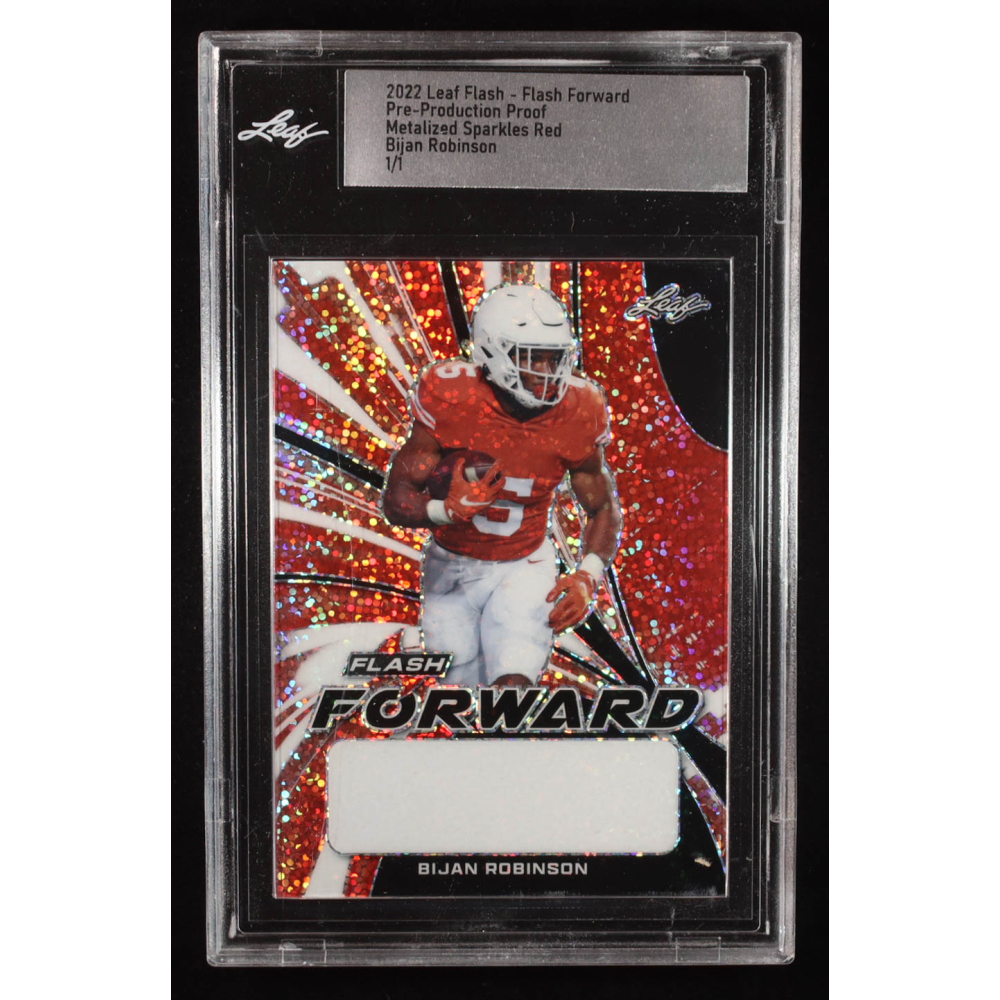 Bijan Robinson 2022 Leaf Flash Flash Forward Metalized Sparkles Red Pre-Production Proof #NNO #1/1 RC (Leaf) at PristineAuction.com