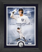 Aaron Judge Yankees "62 Homerun Record" LE Custom Framed Photo Mint with Silver Plated Coin at PristineAuction.com