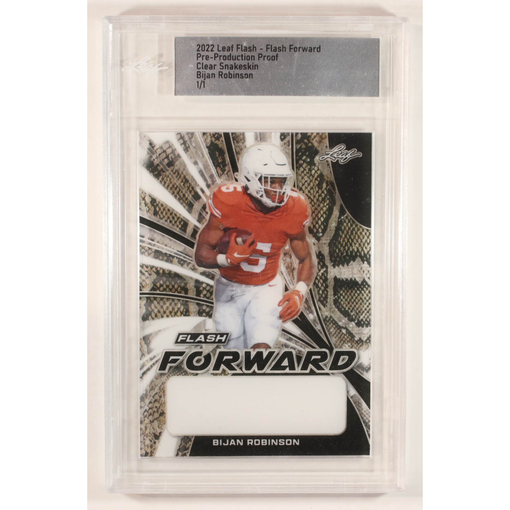 Bijan Robinson 2022 Leaf Flash Flash Forward Clear Snakeskin Pre-Production Proof #NNO #1/1 RC (Leaf) at PristineAuction.com