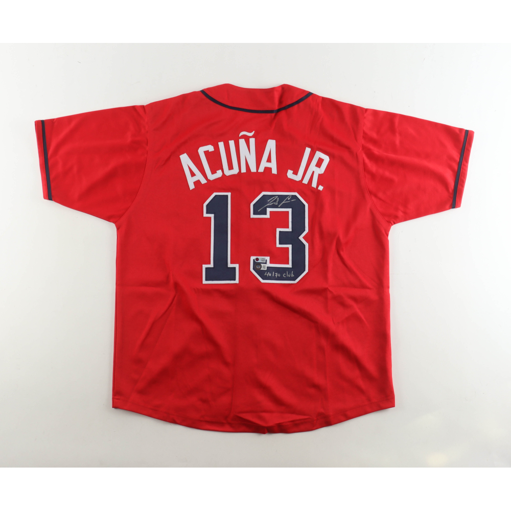 Ronald Acuna Jr. Signed Jersey Inscribed "40/70" (Beckett & Acuna Jr.) at PristineAuction.com