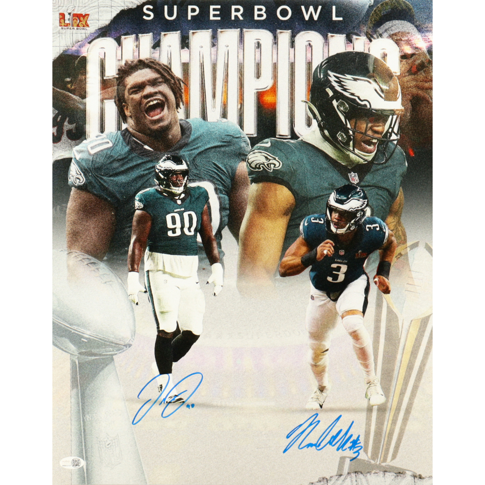 Nolan Smith Jr. & Jordan Davis Signed Eagles Super Bowl LIX 16x20 Photo ...