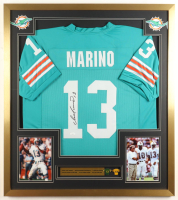 Dan Marino Signed Custom Framed Jersey Display with Stat Plaque & HOF Pin (JSA) at PristineAuction.com