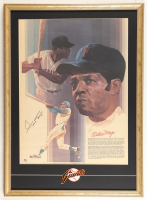 Willie Mays Signed Giants Custom Framed Coca Cola Photo Display with Logo Patch (PSA) at PristineAuction.com