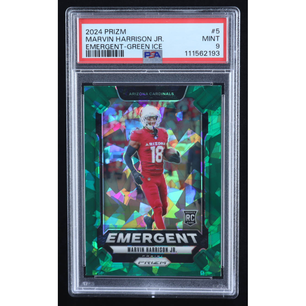 Marvin Harrison Jr. 2024 Panini Prizm Emergent Prizms Green Ice #5 RC (PSA 9) at PristineAuction.com