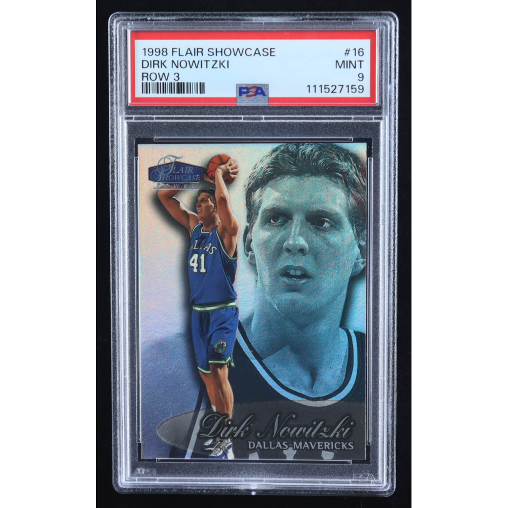 Dirk Nowitzki 1998-99 Flair Showcase Row 3 #16 RC (PSA 9) at PristineAuction.com