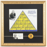 John Wooden Signed Custom Framed Cut With "Pyramid of Success" Print & UCLA Lapel Pin (PSA) at PristineAuction.com