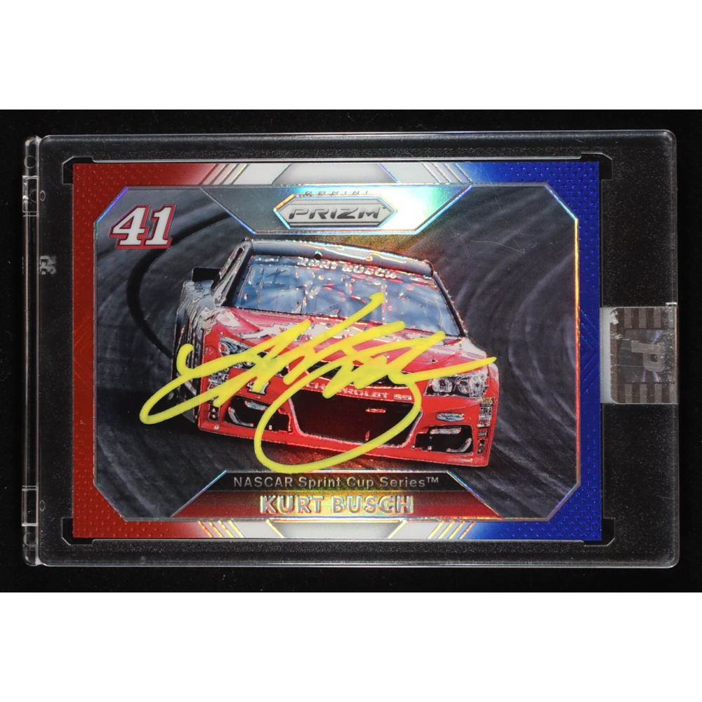 Kurt Busch Signed 2016 Panini Prizm Prizms Red White and Blue #46 (PA) at PristineAuction.com