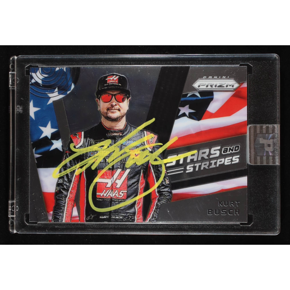 Kurt Busch Signed 2018 Panini Prizm Stars and Stripes #12 (PA) at PristineAuction.com