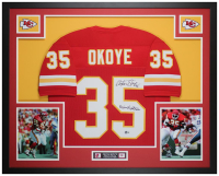 Christian Okoye Signed Custom Framed Jersey Display Inscribed "Nigerian Nightmare" (Beckett) at PristineAuction.com
