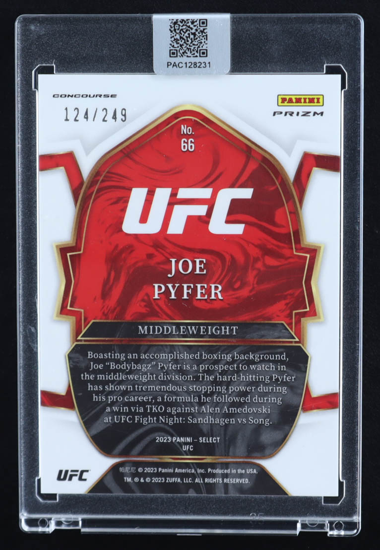 Joe Pyfer Signed 2023 Select UFC Prizms Light Blue #66 RC #/249 (PA) at PristineAuction.com Joe Pyfer Signed 2023 Select UFC Prizms Light Blue #66 RC #/249 (PA) at PristineAuction.com
