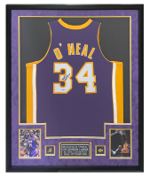 Shaquille O'Neal Signed Lakers Custom Framed Jersey Display (Fanatics) at PristineAuction.com