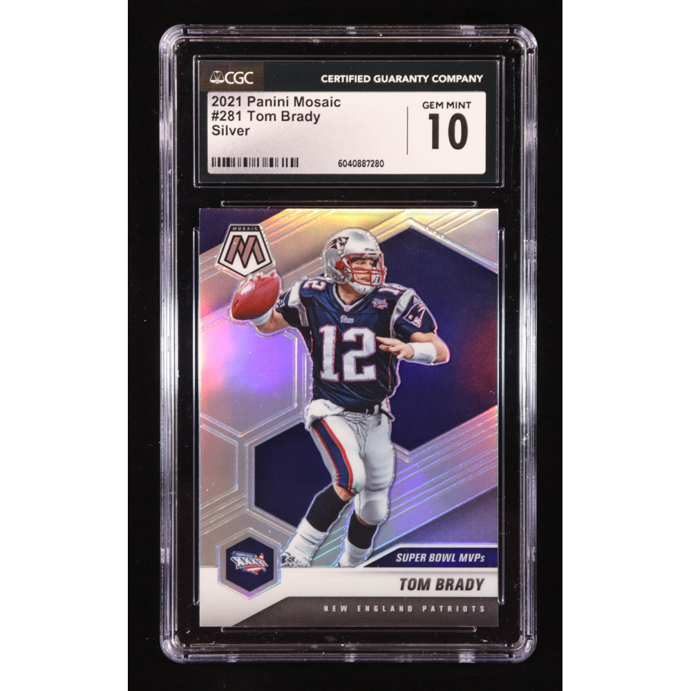 Tom Brady 2021 Panini Mosaic Silver #281 MVP (CGC 10) at PristineAuction.com