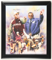Joe Paterno & Bobby Bowden Signed Custom Framed Canvas Display (Beckett) at PristineAuction.com