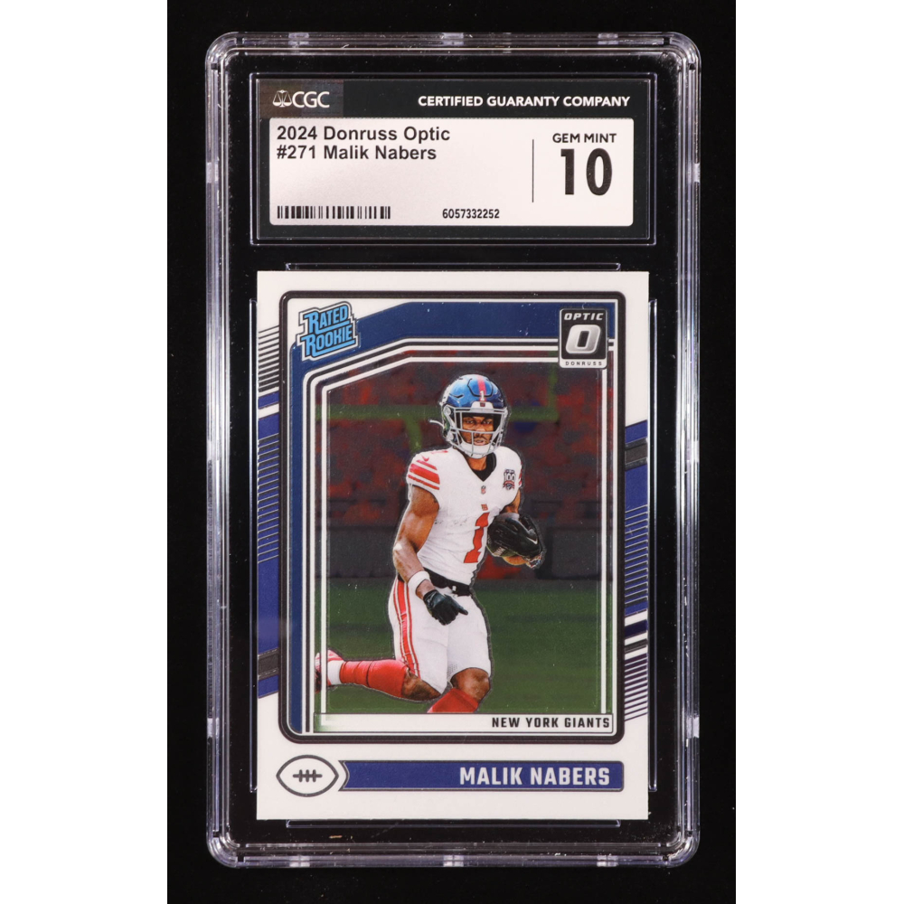 Malik Nabers 2024 Donruss Optic #271 RR RC (CGC 10) at PristineAuction.com