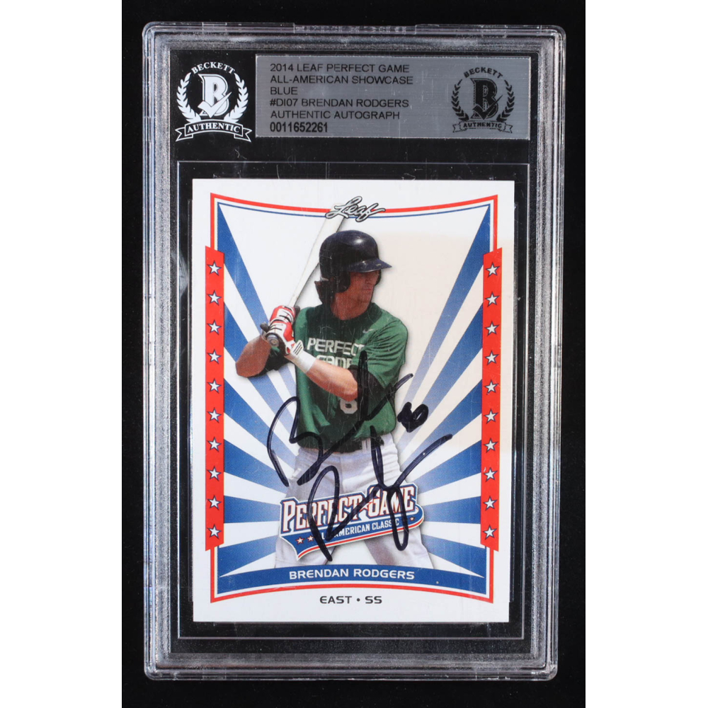 Brendan Rodgers Signed 2014 Leaf Perfect Game All-American Showcase Blue #DI07 RC (BGS) at PristineAuction.com