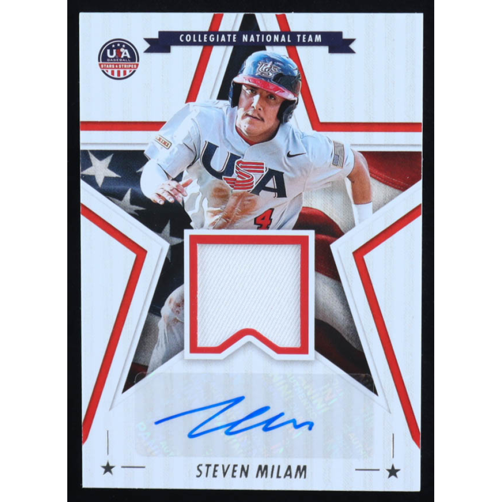 Steven Milam 2025 USA Baseball Stars and Stripes Stars and Stripes Signature Materials #47 RC at PristineAuction.com