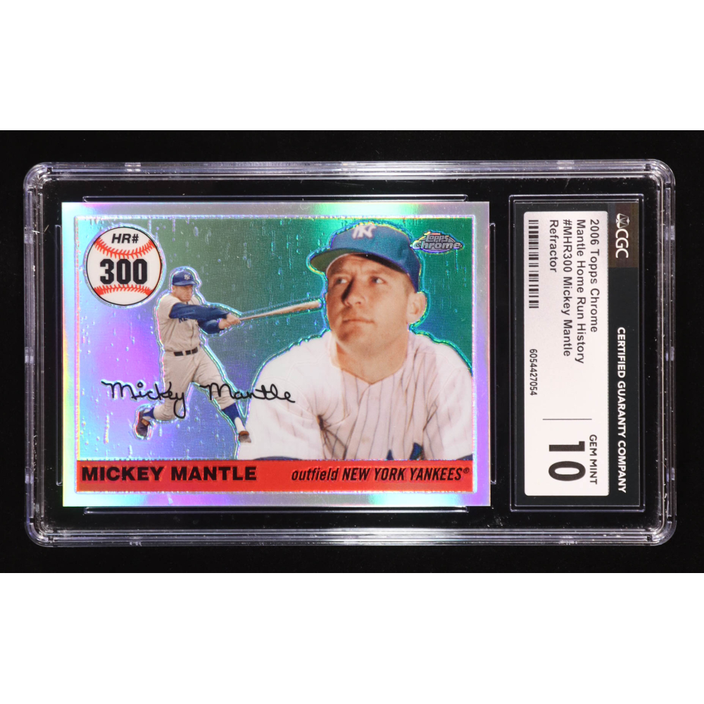 Mickey Mantle 2006 Topps Chrome Mantle Home Run History Refractors #MHR300 #156/500 (CGC 10) at PristineAuction.com