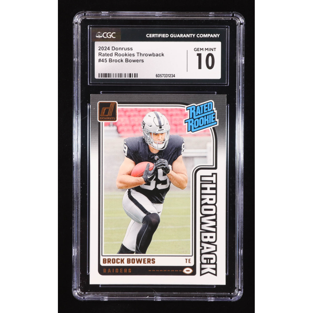 Brock Bowers 2024 Donruss Rated Rookies Throwback #45 RC (CGC 10) at PristineAuction.com