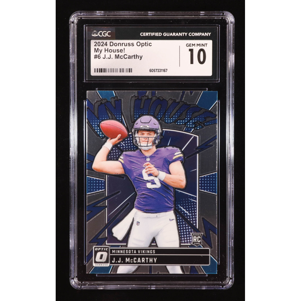 JJ McCarthy 2024 Donruss Optic My House! #6 RC (CGC 10) at PristineAuction.com