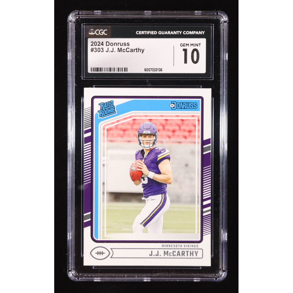 J.J. McCarthy 2024 Donruss #303 RR RC (CGC 10) at PristineAuction.com