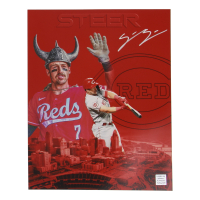 Spencer Steer Signed Reds 11x14 Photo (Playball Ink) at PristineAuction.com