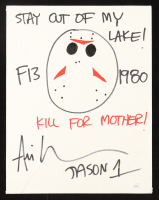 Ari Lehman Signed "Friday The 13th" Jason Origin Sketch on Canvas with Multiple Inscriptions (JSA) at PristineAuction.com