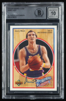 Jerry West Signed Sticker on 1991-92 Upper Deck Heroes #4 1969-70 NBA Scoring Leader Reprint Card (BGS | Autograph Graded BGS 10) at PristineAuction.com
