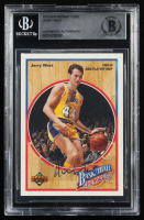 Jerry West Signed Sticker on 1991-92 Upper Deck Heroes #3 1968-69 NBA Playoff MVP Reprint Card (BGS) at PristineAuction.com
