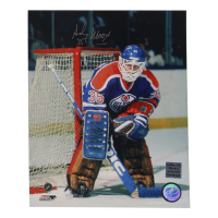 Andy Moog Signed Oilers 8x10 Photo (Playball Ink) at PristineAuction.com