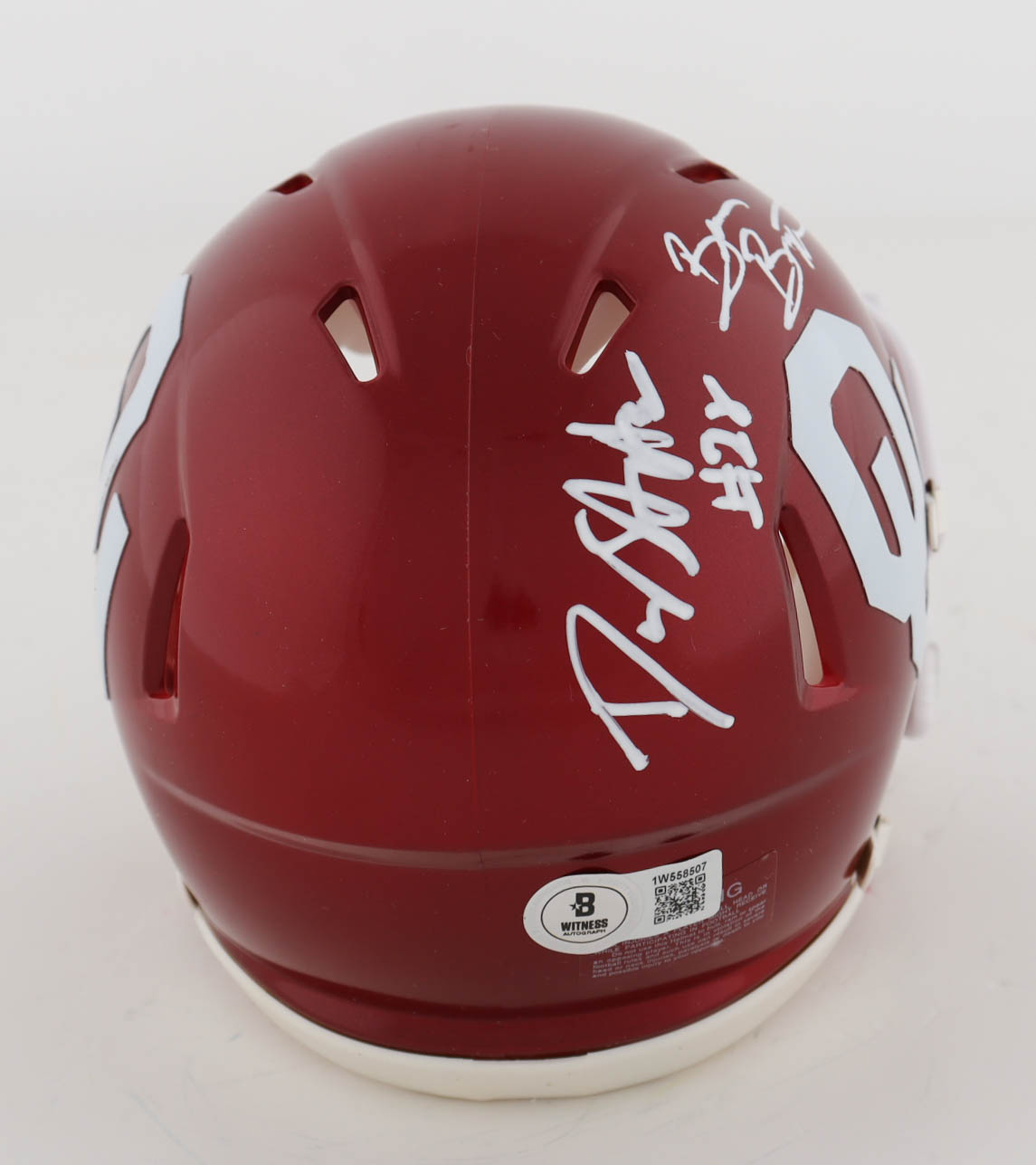 Danny Stutsman &Brian Bosworth Signed Oklahoma Sooners Speed Mini Helmet (Beckett) at PristineAuction.com Danny Stutsman &Brian Bosworth Signed Oklahoma Sooners Speed Mini Helmet (Beckett) at PristineAuction.com