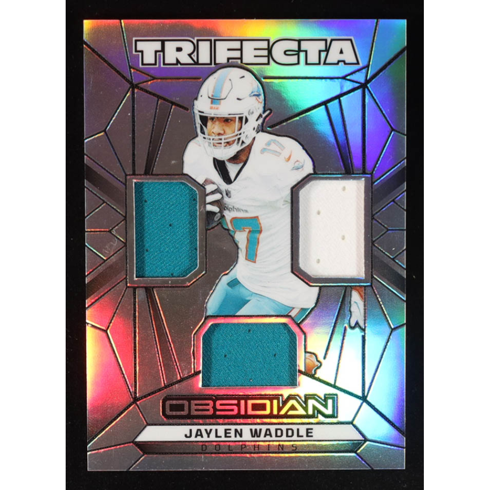 Jaylen Waddle 2024 Panini Obsidian Trifecta Swatches Silver #36 #44/99 at PristineAuction.com