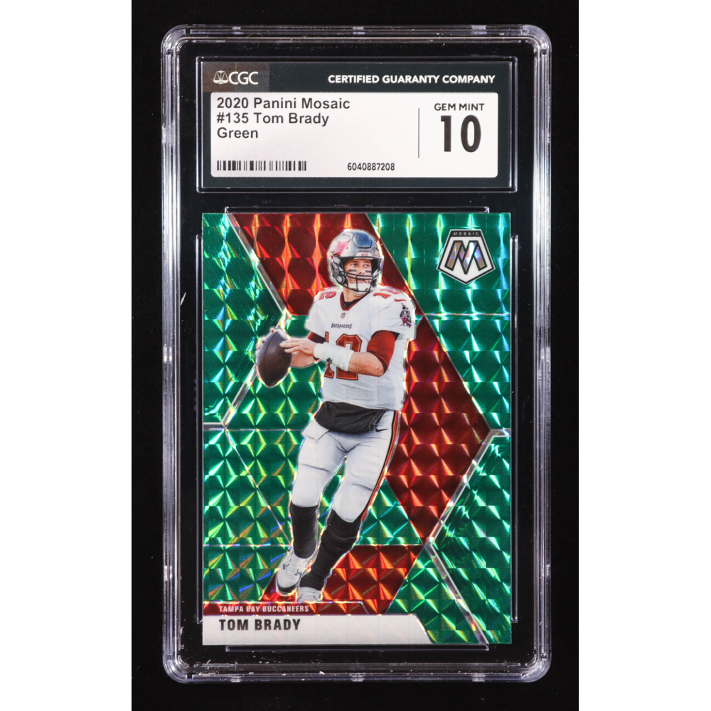 Tom Brady 2020 Panini Mosaic Mosaic Green #135 (CGC 10) at PristineAuction.com