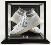 Magic Johnson & Larry Bird Signed Set of (2) Converse Pro Blaze Basketball Shoes with Display Case (PSA) at PristineAuction.com