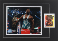 Big E Signed WWE Custom Matted Photo Display with 2022 Panini Prizm WWE Prizm Silver #117 (Fanatics) at PristineAuction.com